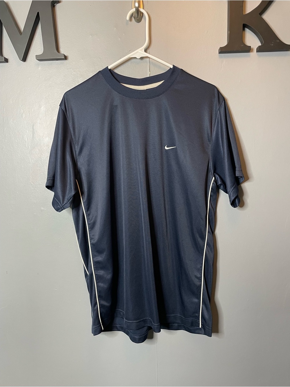 Nike Men's‎ Navy Performance Dri-FIT Short Sleeve Shirt size large
